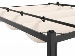 EXPERTLAND Pérgola de acero con techo retráctil - con enrejado - 5,3 m² - - MAZARA Negro Discount