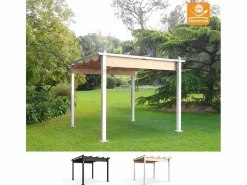 Pérgola de jardín exterior 3x3 m de aluminio Firenze UV Moon - Blanco Sale