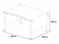 Pérgola de jardín exterior rectangular de aluminio de 3x4 m Barbados -^