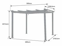 Pérgola independiente 3 × 3m CASSIS estructura de aluminio^Happy Garden Hot
