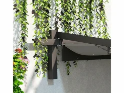 DripeX Pérgola|Pérgola mural 297 x 297 x 200/230H cm, con lona corrediza retráctil, estructura de aluminio, Gris