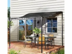 Pérgola mural con 16 agujeros de drenaje y lona de poliéster de alta densidad 180 g/m² - 248x298x200/250Hcm^DripeX Discount