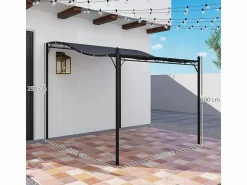Pérgola mural con 16 agujeros de drenaje y lona de poliéster de alta densidad 180 g/m² - 248x298x200/250Hcm^DripeX Discount