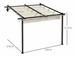 Pérgola mural en aluminio - 297L x 297B x 200/230H cm - con techo retráctil - estructura de aluminio -^DripeX Clearance
