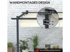 Pérgola mural en aluminio - 297L x 297B x 200/230H cm - con techo retráctil - estructura de aluminio -^DripeX Clearance