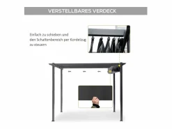 DripeX Pérgola|Pérgola retráctil 3 x 3 x 2.23 m - estructura de aluminio - lona de poliéster de alta densidad - Gris