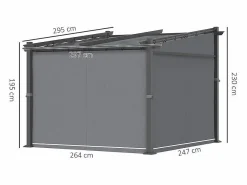 DripeX Pérgola|Pérgola retráctil en metal 2.97L x 2.95B x 1,95-2.3H m, con 4 cortinas, Gris