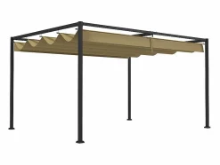 DripeX Pérgola retráctil 400L x 300B x 222H cm, estructura de acero inoxidable, lona de poliéster Caqui