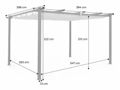 Pérgola 3x4m de aluminio con cubierta corredera crudo^Sweeek