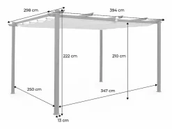 Pérgola 3x4m de aluminio con cubierta corredera crudo^Sweeek