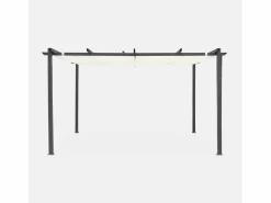 Sweeek Pérgola 3x4m de aluminio con cubierta corredera crudo Gris antracita / Blanco Discount