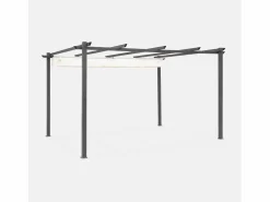 Sweeek Pérgola 3x4m de aluminio con cubierta corredera crudo Gris antracita / Blanco Discount