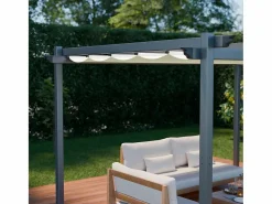 Sweeek Pérgola 3x4m de aluminio con cubierta corredera crudo Gris antracita / Blanco Discount