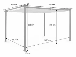 Sweeek Pérgola 3x4m de aluminio con cubierta corredera crudo Gris antracita / Blanco Discount