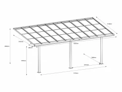 Pérgola-cochera adosada de aluminio con techo de policarbonato para 1 coche 18,54 m² PAZERA^EXPERTLAND Discount
