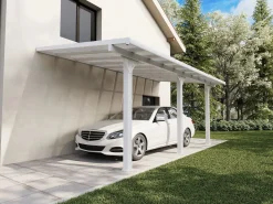 Pérgola-cochera adosada de aluminio con techo de policarbonato para 1 coche 18,54 m² PAZERA^EXPERTLAND Discount