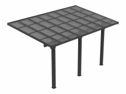 Pérgola-cochera adosada de aluminio techo de policarbonato 1 coche 15,13 m² antracita PAZERA^EXPERTLAND Best