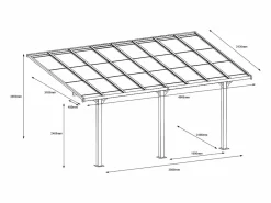 Pérgola-cochera adosada de aluminio techo de policarbonato 1 coche 15,13 m² antracita PAZERA^EXPERTLAND Best