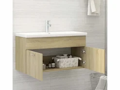 Garden Furniture Prolenta Premium - Armario para lavabo contrachapada color roble 90x38,5x46 cm Multicolor New