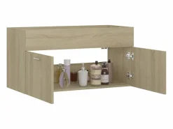 Garden Furniture Prolenta Premium - Armario para lavabo contrachapada color roble 90x38,5x46 cm Multicolor New