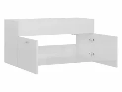 Prolenta Premium - Armario para lavabo contrachapada blanco brillo 90x38,5x46 cm^Garden Furniture Discount
