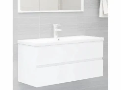 Prolenta Premium - Armario para lavabo madera contrachapada blanco 100x38,5x45 cm^Garden Furniture Discount