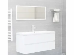 Prolenta Premium - Armario para lavabo madera contrachapada blanco 100x38,5x45 cm^Garden Furniture Discount