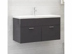 Garden Furniture Estantería Sobre Inodoro|Prolenta Premium - Armario para lavabo contrachapada gris brillo 90x38,5x46 cm