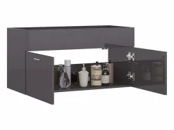 Garden Furniture Estantería Sobre Inodoro|Prolenta Premium - Armario para lavabo contrachapada gris brillo 90x38,5x46 cm
