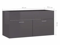 Garden Furniture Estantería Sobre Inodoro|Prolenta Premium - Armario para lavabo contrachapada gris brillo 90x38,5x46 cm