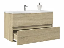 Prolenta Premium - Armario lavabo madera de ingeniería roble Sonoma 80x38,5x45 cm^Garden Furniture Hot