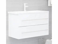 Garden Furniture Prolenta Premium - Armario para lavabo madera contrachapada blanco 80x38,5x48 cm Multicolor Hot