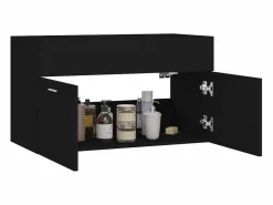 Garden Furniture Estantería Sobre Inodoro|Prolenta Premium - Armario para lavabo madera contrachapada negro 80x38,5x46 cm