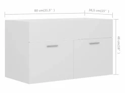Prolenta Premium - Armario para lavabo madera contrachapada blanco 80x38,5x46 cm^Garden Furniture Hot