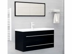 Garden Furniture Estantería Sobre Inodoro|Prolenta Premium - Armario para lavabo madera contrachapada negro 100x38,5x48 cm