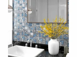 Prolenta Premium - Azulejos de mosaico 22 unidades vidrio gris y azul 30x30 cm^ Best