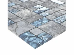 Prolenta Premium - Azulejos de mosaico 22 unidades vidrio gris y azul 30x30 cm^ Best