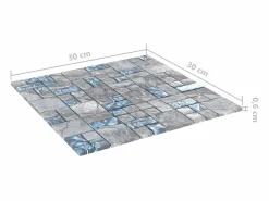 Prolenta Premium - Azulejos de mosaico 22 unidades vidrio gris y azul 30x30 cm^ Best