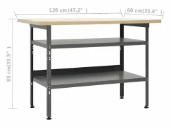 Prolenta Premium - Banco de trabajo de acero gris 120x60x85 cm^Garden Furniture Clearance
