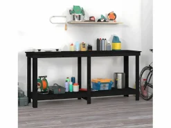 Garden Furniture Garaje|Prolenta Premium - Banco de trabajo de madera maciza de pino negro 180x50x80 cm