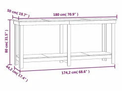 Garden Furniture Garaje|Prolenta Premium - Banco de trabajo de madera maciza de pino negro 180x50x80 cm