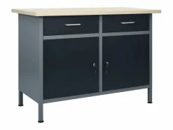Prolenta Premium - Banco de trabajo de acero negro 120x60x85 cm^Garden Furniture Clearance