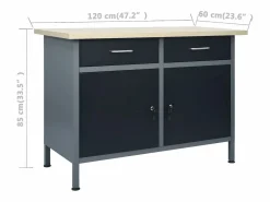 Prolenta Premium - Banco de trabajo de acero negro 120x60x85 cm^Garden Furniture Clearance
