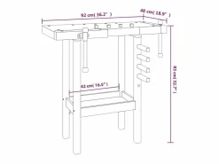 Garden Furniture Prolenta Premium - Banco trabajo con tornillos de banco madera acacia 92x48x83cm Marru00f3n