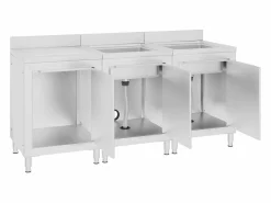 Garden Furniture Estantería Sobre Inodoro|Prolenta Premium - Fregadero de cocina profesional acero inoxidable 180x60x96 cm