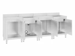 Garden Furniture Prolenta Premium - Fregadero de cocina profesional acero inoxidable 240x60x96 cm Multicolor Hot