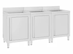 Garden Furniture Prolenta Premium - Fregadero de cocina comercial 3 piezas de acero inoxidable Multicolor Hot