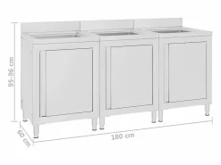 Garden Furniture Prolenta Premium - Fregadero de cocina comercial 3 piezas de acero inoxidable Multicolor Hot