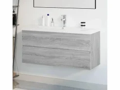 Garden Furniture Prolenta Premium - Mueble de baño con lavabo madera contrachapada gris Sonoma Multicolor Discount