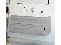 Garden Furniture Prolenta Premium - Mueble de baño con lavabo madera contrachapada gris Sonoma Multicolor Discount